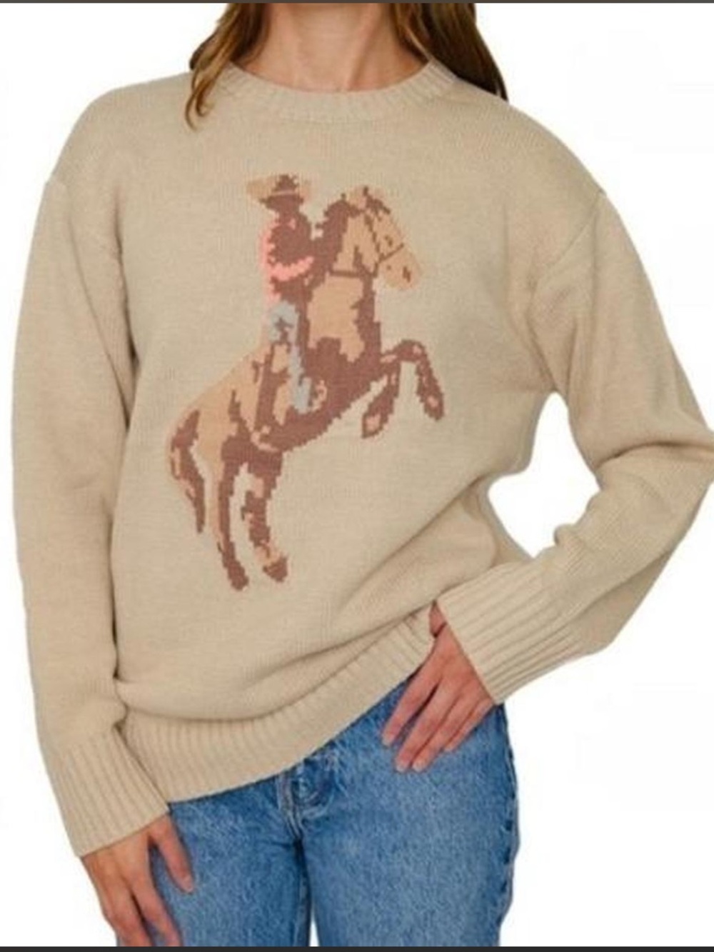Mighty Fine 🐎 Americana Bucking Bronco Cowboy Horse Ranch Life Western SweaterS